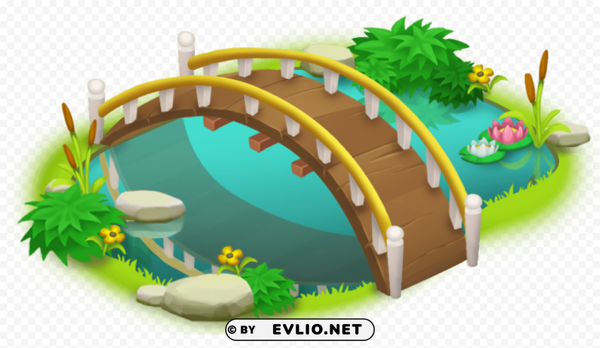 bridge and pond Transparent PNG Isolated Artwork