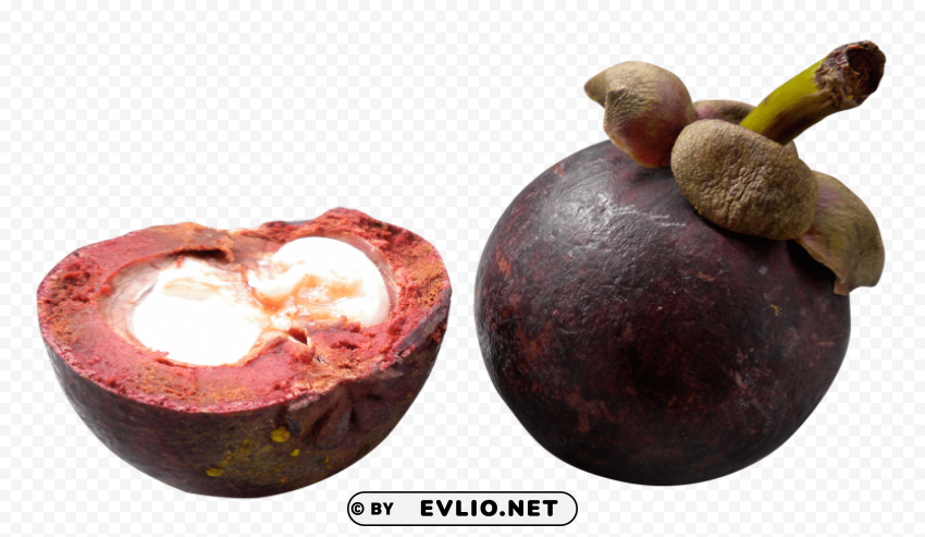 Sliced Purple Mangosteen PNG Isolated