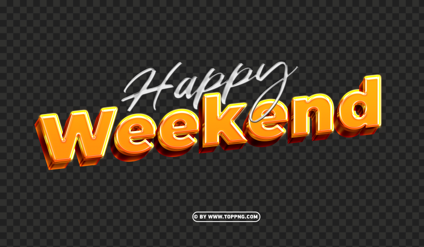 3D Happy Weekend Clean Background Isolated PNG Image