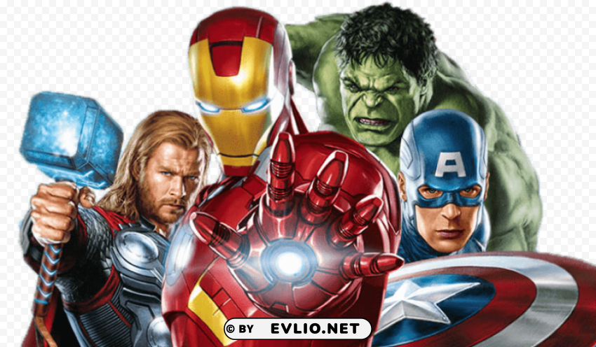 Avengers Group Close Up PNG With Transparent Bg