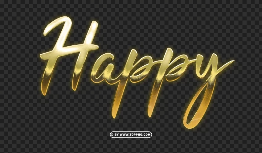 happy Text Gold Cutout Clipart Images Clear Background PNG Isolated Design Element