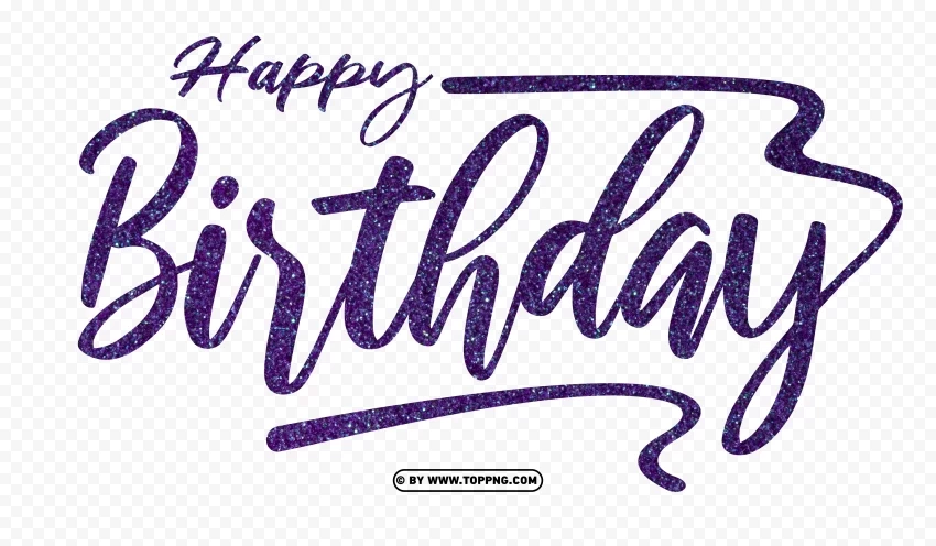 HD Happy Birthday Text light purple glittery High-quality transparent PNG images