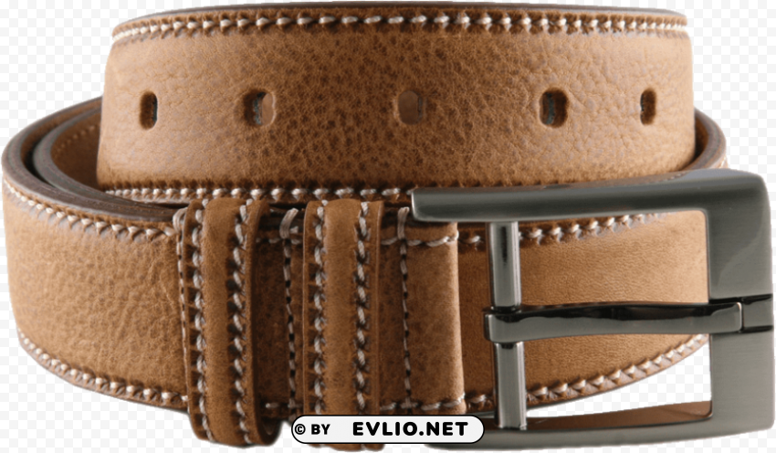 men formal brown genuine leather belt Isolated Element in Clear Transparent PNG
