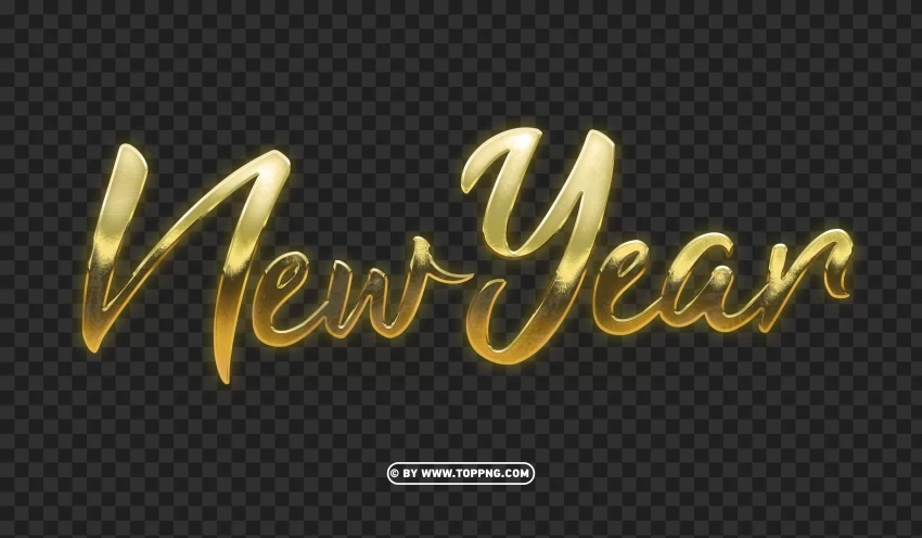 New Year Text Gold Cutout Clipart Images Isolated Icon in Transparent PNG Format