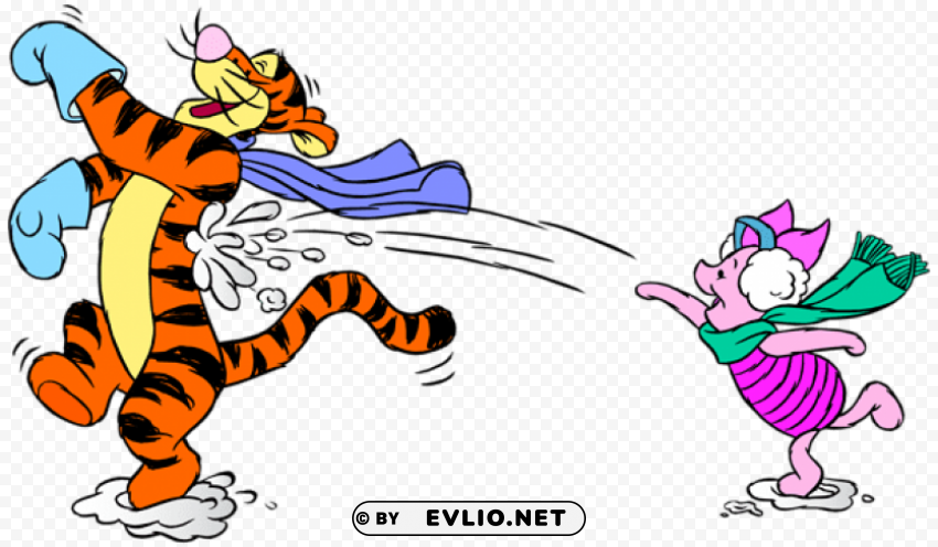 tigger and piglet with snowballs Free PNG images with alpha transparency compilation