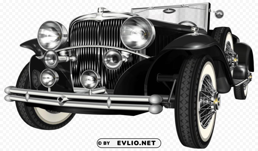 Black Retro Car Isolated Design Element In HighQuality PNG