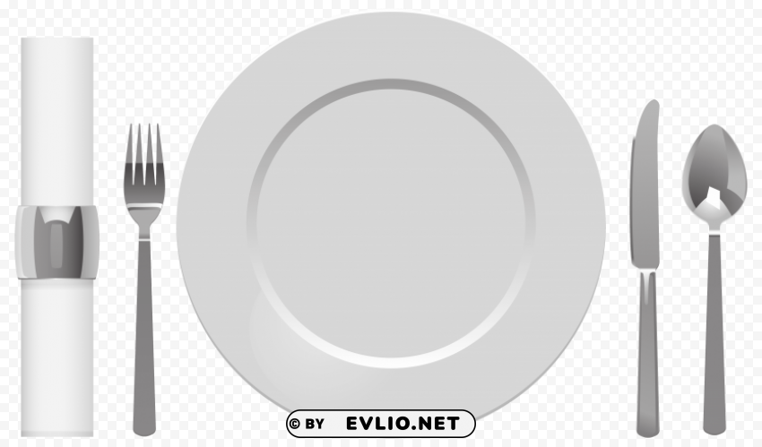 plate spoon table knife fork and napkin PNG Graphic Isolated with Clarity