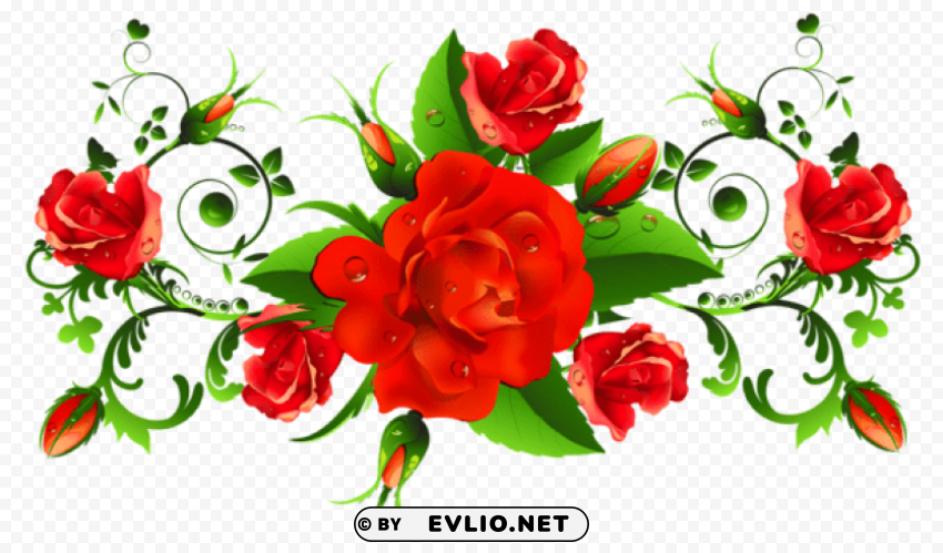 red roses decor Free PNG download no background