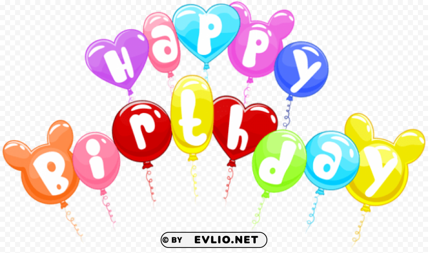 Happy Birthday Cute Balloons Isolated Artwork In Transparent PNG