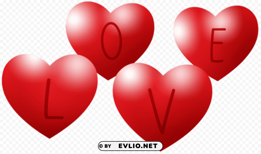 Love Hearts Transparent Background Isolated PNG Design Element