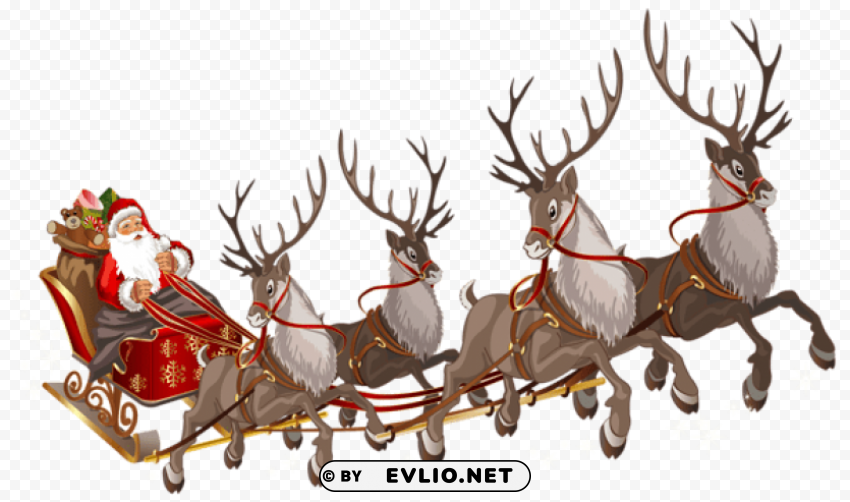 santa claus with sleigh Transparent PNG images bulk package