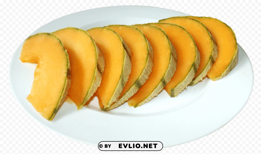 cantaloupe slices on plate Isolated Character with Transparent Background PNG