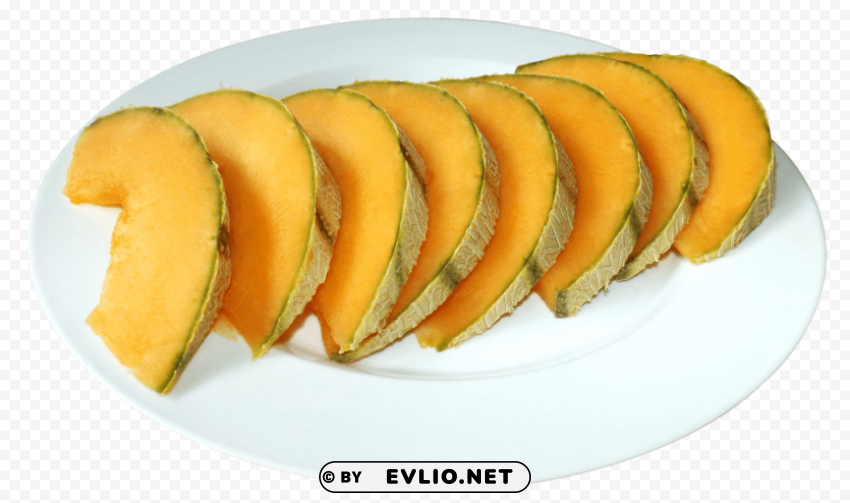 Cantaloupe Slices on the Plate Isolated Graphic on HighResolution Transparent PNG