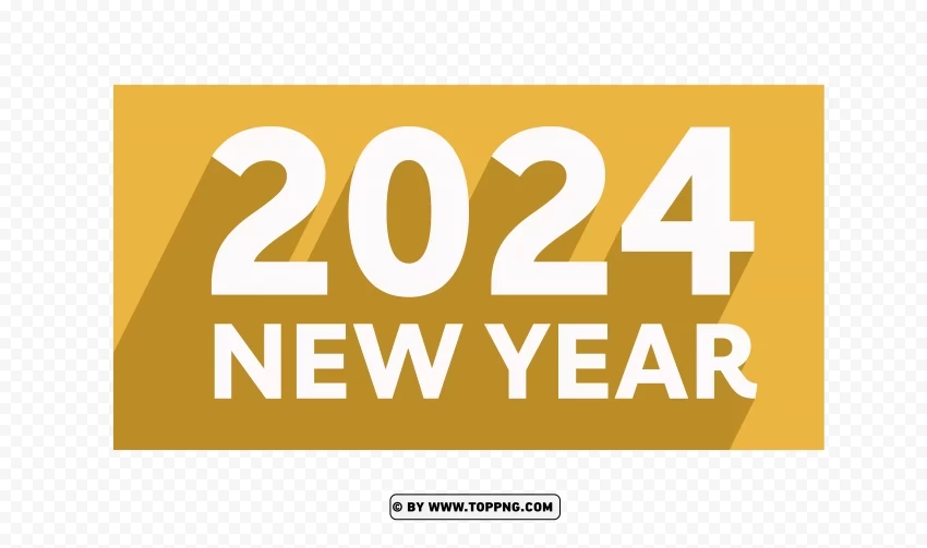 Radiant 2024 Flat Design Banner in Yellow Isolated Subject on Clear Background PNG