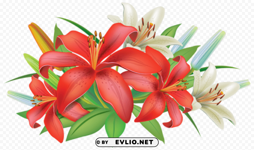 red lilies flowers decoration Transparent PNG images for printing
