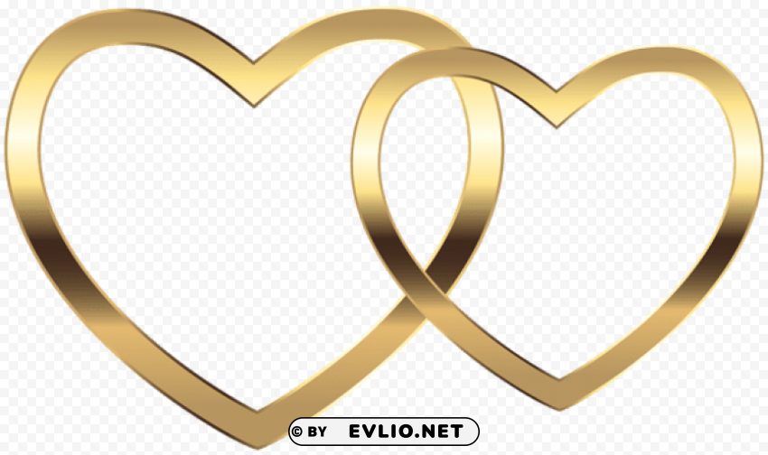 two gold hearts Isolated Character in Transparent PNG