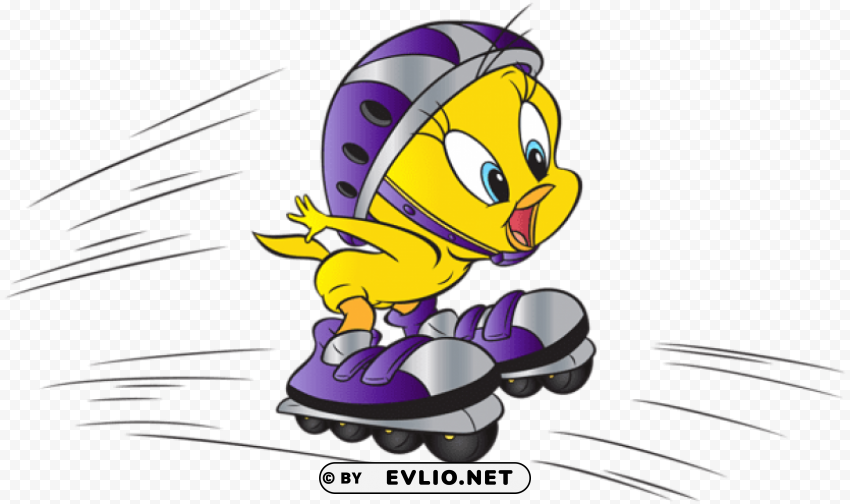 tweety with roller skates Isolated Element on Transparent PNG