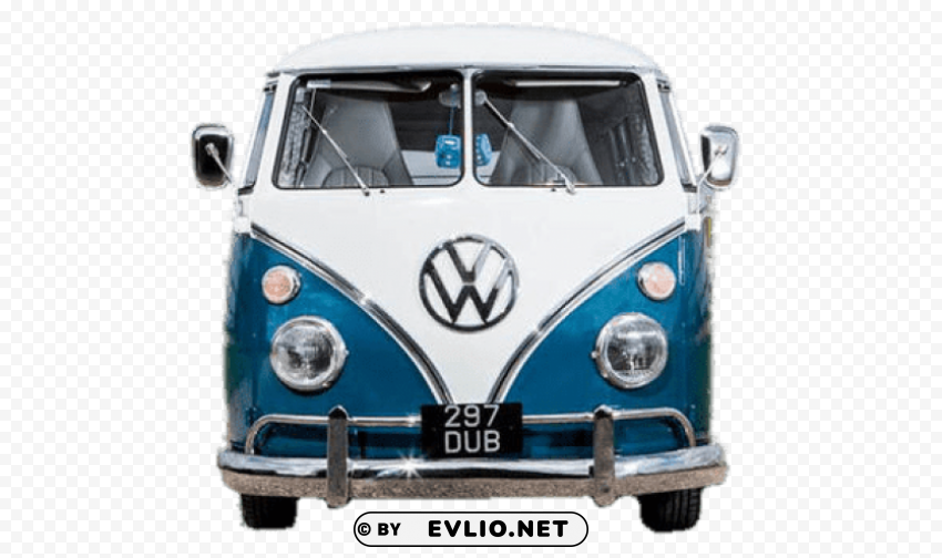 volkwagen camper van front view Isolated Artwork with Clear Background in PNG