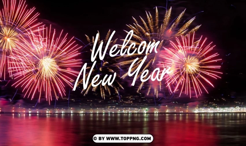 Colorful Fireworks Show Welcoming New Year with Joy PNG Image with Clear Background Isolated