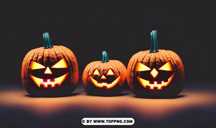Eerie Pumpkin Pair Nighttime Halloween Wallpaper PNG for design