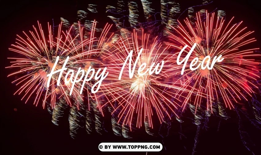 Fireworks Illumination Celebrating Happy New Year Background PNG Image with Isolated Element