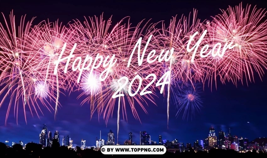 Free Fireworks Backgrounds for Happy New Year 2024 PNG Image with Isolated Graphic