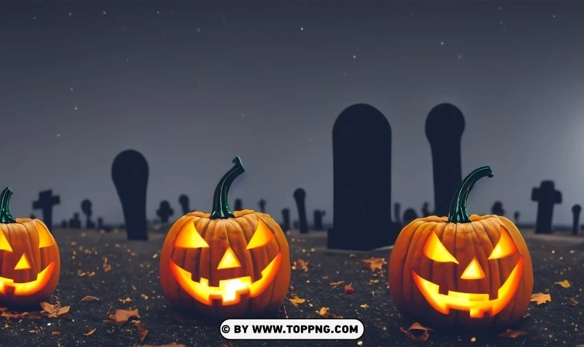 Graveyard Halloween Night Spooky Cemetery Wallpaper PNG for digital design - Image ID 677d07dc