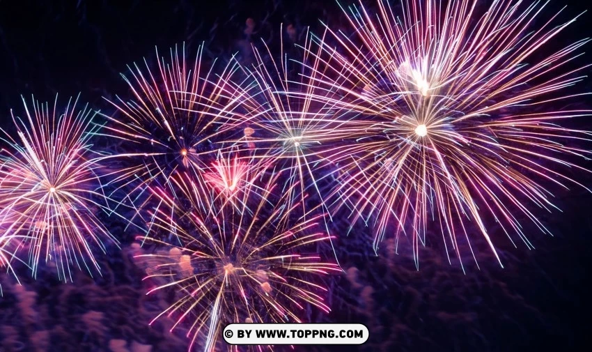 Happy New Year Fireworks Display Free Wallpaper Photos PNG Image with Isolated Graphic Element