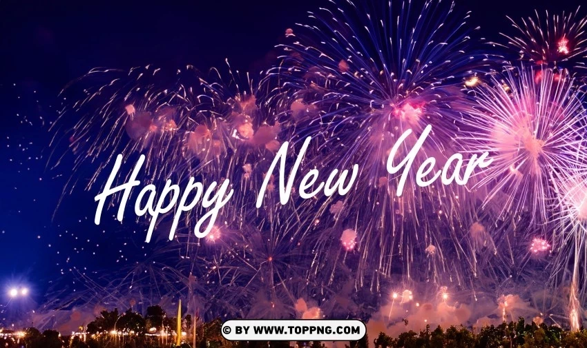 Happy New Year Fireworks Free Downloadable Background PNG Image with Isolated Icon