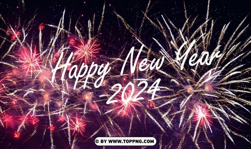 Happy New Year's Celebration Explosive Fireworks Wallpapers PNG Image with Isolated Transparency