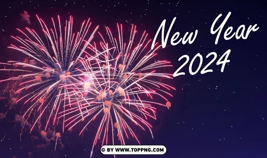 New Year 2024 Celebration with Fireworks Free Wallpaper Downloads PNG image with no background