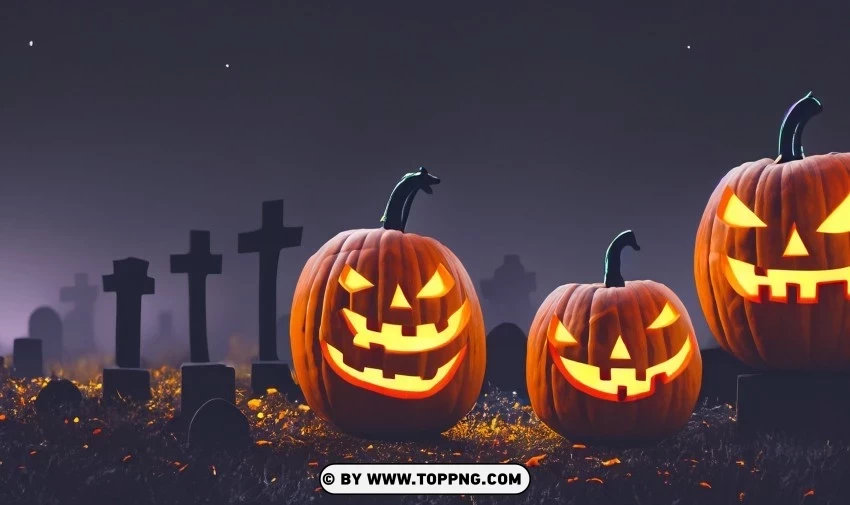 Nocturnal Halloween Aesthetic Spooky Cemetery Wallpaper PNG for personal use