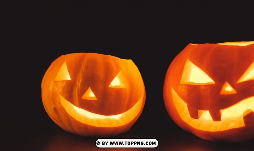 Twin Jack-o-lanterns at Night Halloween HD Background PNG for t-shirt designs