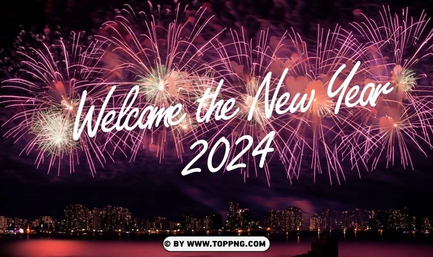 Welcome the New Year with Happy New Year Fireworks Background PNG Image with Transparent Isolated Graphic Element