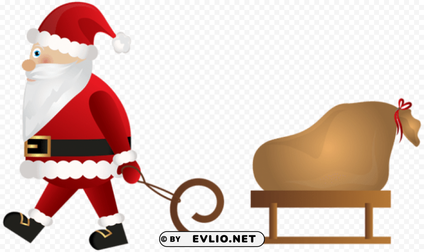 santa claus with sleigh Transparent Background Isolated PNG Item