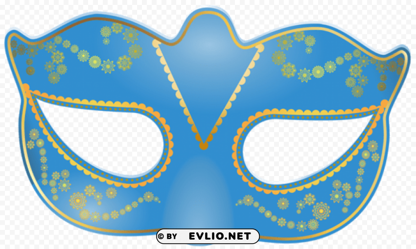 Blue Carnival Mask Isolated Graphic In Transparent PNG Format