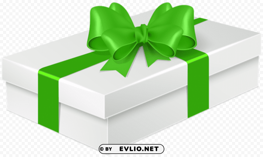Gift With Green Bow Isolated Illustration In Transparent PNG