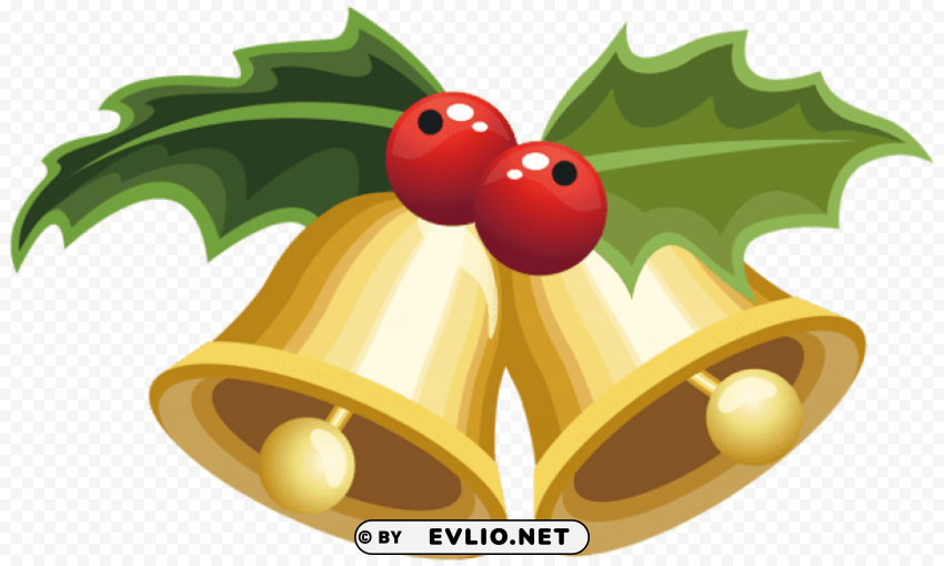 christmas bells with mistletoe Isolated Artwork in Transparent PNG Format