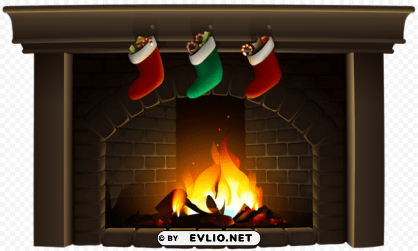 christmas fireplace Transparent PNG Isolation of Item