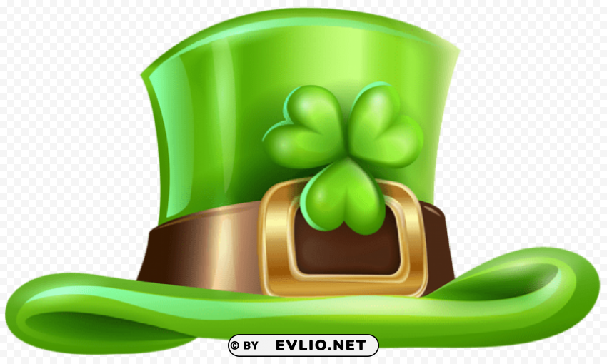 st patricks day hat with shamrock PNG Graphic with Transparent Background Isolation