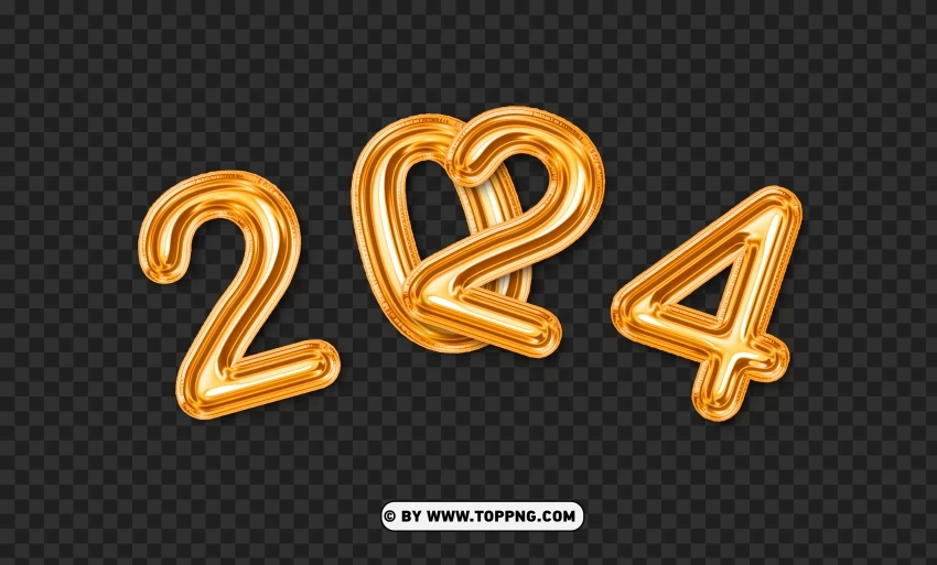 HD 2024 Yellow Gold Balloons PNG No-background PNGs