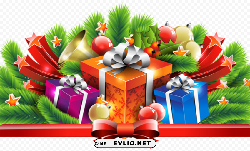 christmas gifts decor PNG Image with Clear Background Isolation