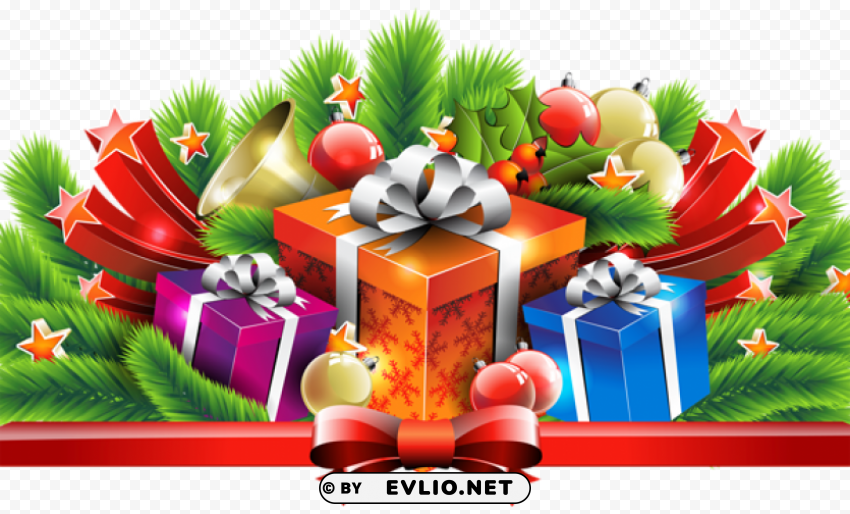 Christmas Gifts Decor PNG Image With Clear Background Isolation