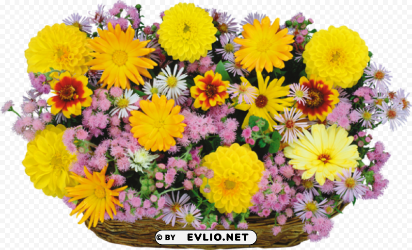 large flowers basket Transparent background PNG stockpile assortment