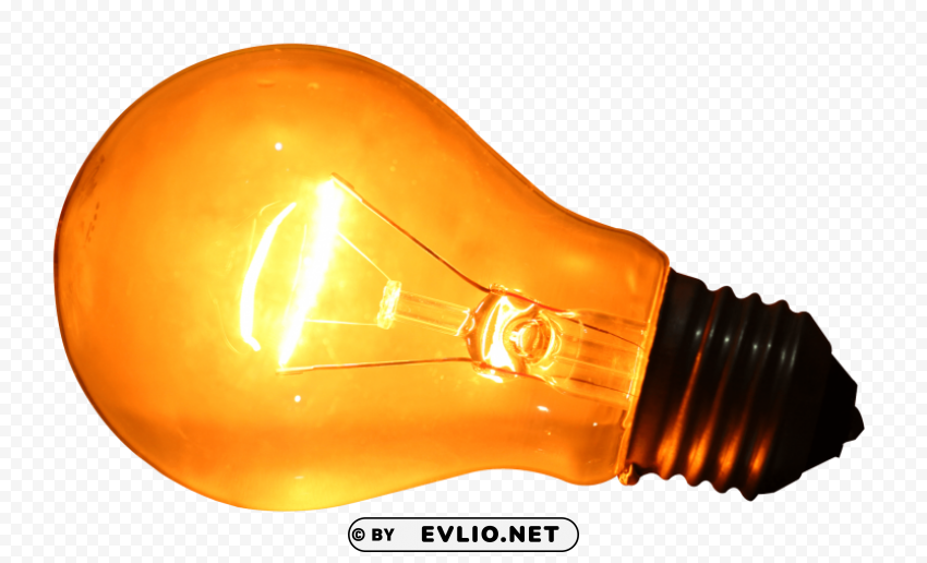 Glowing Yellow Light Bulb Transparent Background PNG Object Isolation