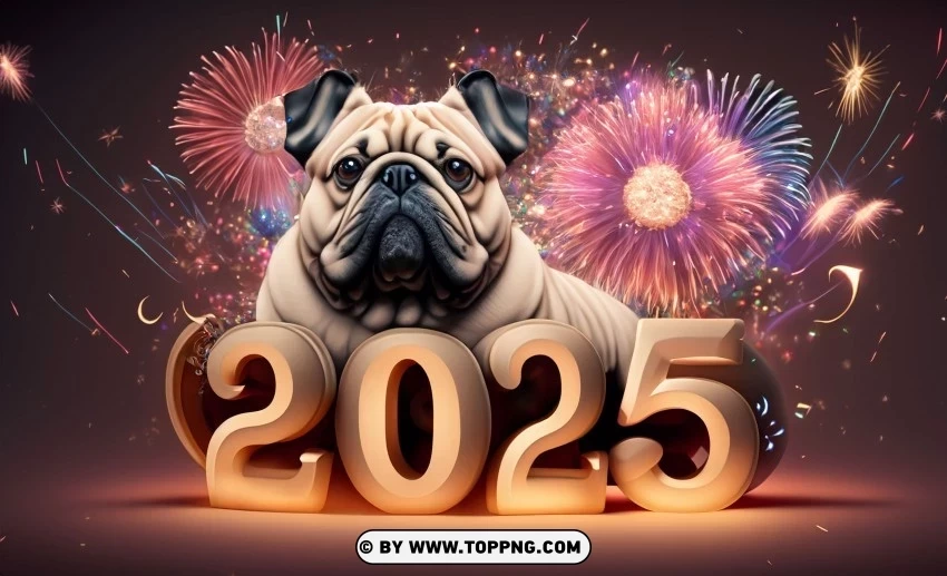 Happy New Year 2025 Rococo-Style Fireworks Celebration Background PNG images with no attribution