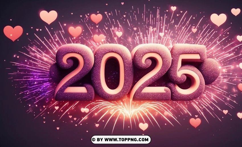 Heart Happy New Year 2025 Illustration Image PNG images with no background free download - Image ID 8b2cdc14