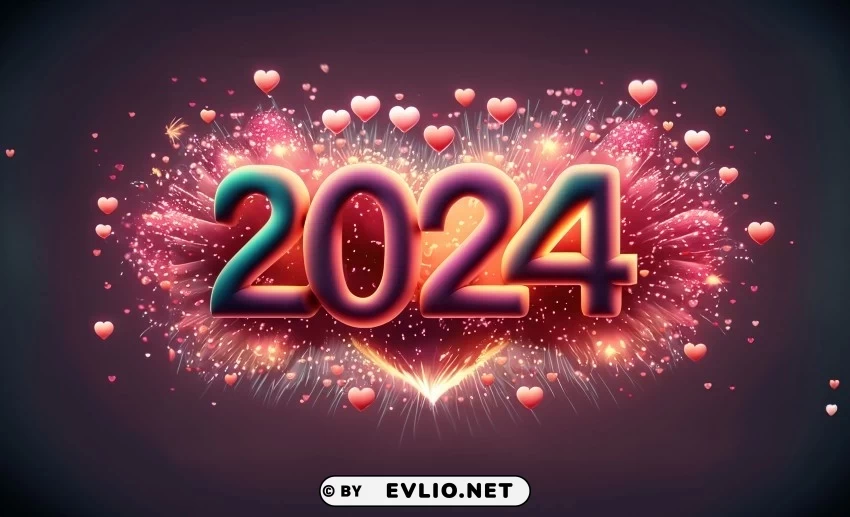 Welcoming 2024 With Heart Fireworks Background - Image ID 572082d5