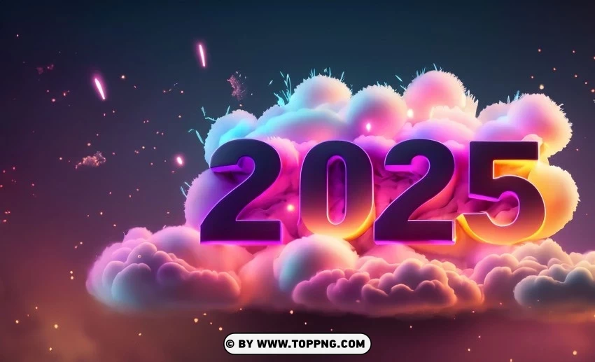 New Year 2025 Fireworks Spectacular in the Clouds PNG images with no background comprehensive set
