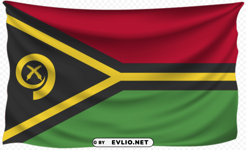 vanuatu wrinkled flag Clean Background Isolated PNG Art
